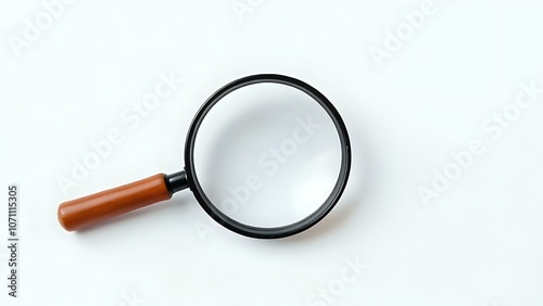 Minimalist Magnifying Glass on White Background Representing Curiosity and Innovation