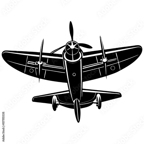 Vintage Airplane Silhouette: A classic propeller plane, seen from below, is depicted in a simple yet powerful silhouette, evoking a sense of freedom, adventure, and nostalgia.  