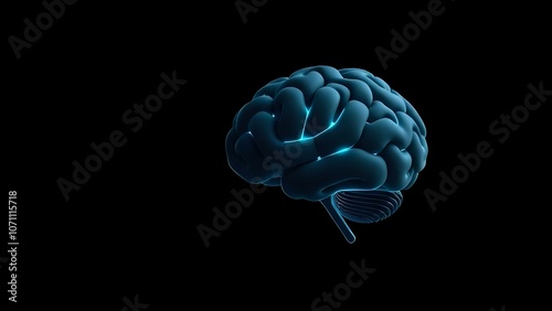 Brain with Circuit Patterns on Dark Background Representing AI Innovation
