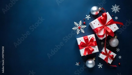 Christmas Blue table top decoration with empty space 