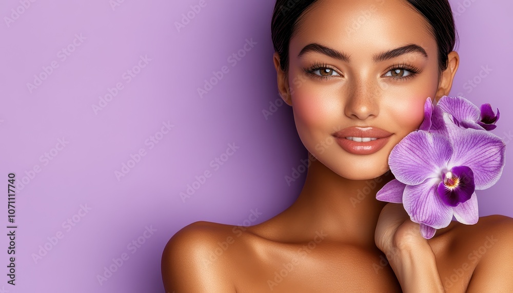 Beautiful Woman with Orchid Flower. Beautiful Woman with Orchid Flower.