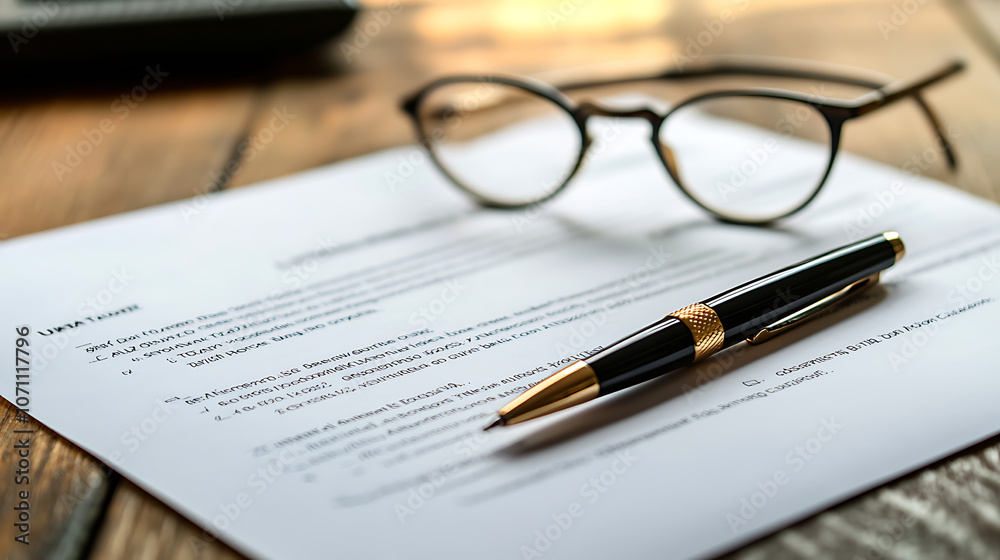 Accident report document with pen and glasses on wooden desk Accident report document with pen and glasses on wooden desk