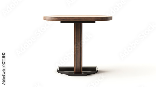 An isolated loft-style high coffee table against a white background, tall table that stands