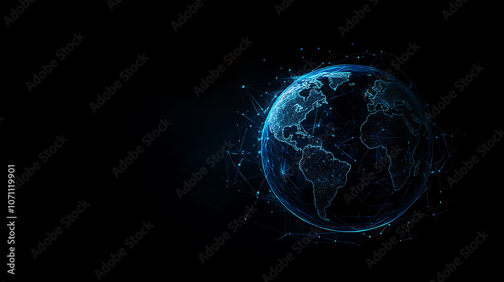Abstract global network concept with planet Earth and connecting lines and dots, a technology background for the internet of things or business exchange Abstract global network concept with planet Earth and connecting lines and dots, a technology background for the internet of things or business exchange