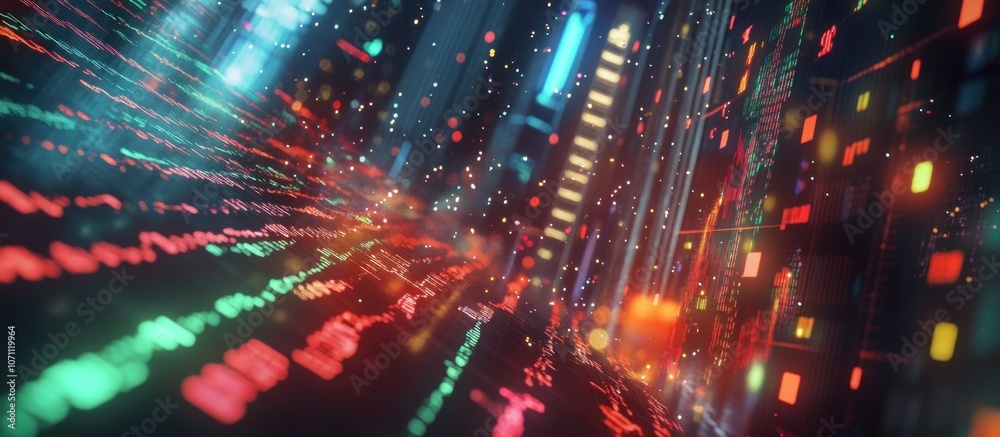 Abstract visualization of stock market trends, floating numbers and charts Abstract visualization of stock market trends, floating numbers and charts