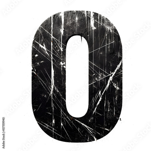 Scratched Letter 0 Transparent Background This illustration is a black and white guitar sketch on a plain color background. Designed as a simple vector illustration with a focus on art, music and line
