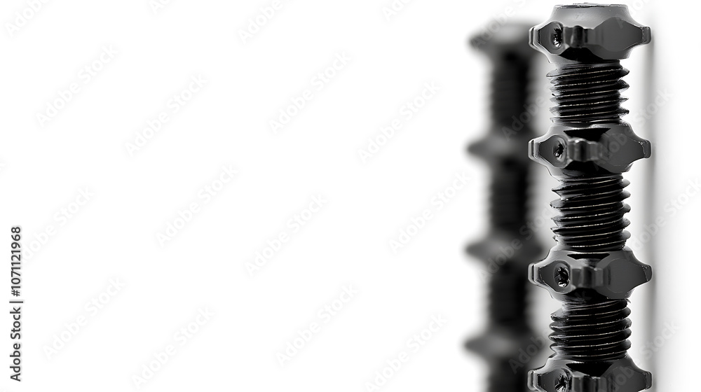 Black metal self-tapping screws isolated against a white background Black metal self-tapping screws isolated against a white background