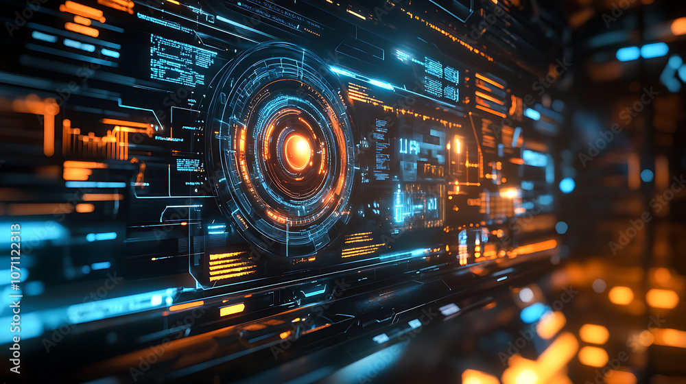 Fototapeta premium Futuristic interface showcasing advanced tech security protocols