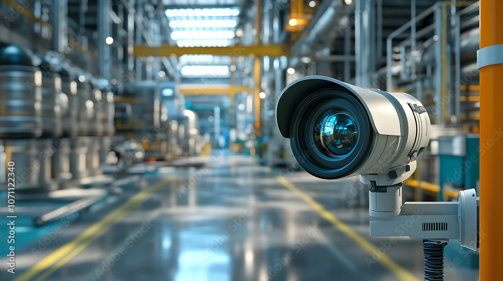 CCTV camera for monitoring an industrial facility 3D illustration CCTV camera for monitoring an industrial facility 3D illustration