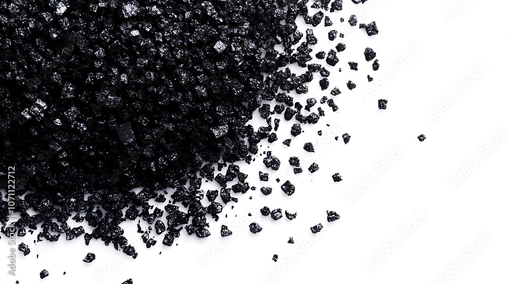 Fototapeta premium Granular activated carbon for water filter on white background