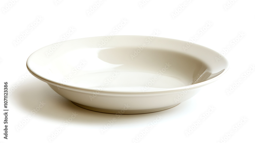Isolated on white, a spotless ceramic plate is empty Isolated on white, a spotless ceramic plate is empty