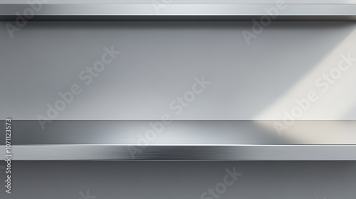Wallpaper Mural Silver steel countertop, empty shelf, realistic mockup of table top, kitchen counter on gray background with spot light, Bar desk surface in foreground Torontodigital.ca