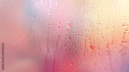 Wallpaper Mural Pastel Pink Peach Frosted Glass Grainy Texture Gradient Background with Water Droplets Torontodigital.ca