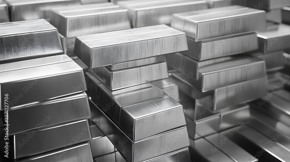 Stacked silver bars on a financial chart symbolize silver trading and market analysis Stacked silver bars on a financial chart symbolize silver trading and market analysis