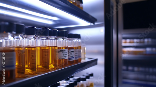 Vials stored in a temperature-controlled environment, highlighting the importance of maintaining specific temperatures for sensitive substances photo
