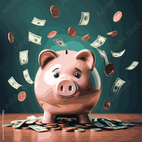 Concept hand putting money coin into piggy bank saving money for future plan and retirement fund, Business or finance saving show putting coin saving and investment money retro vintage color tone.