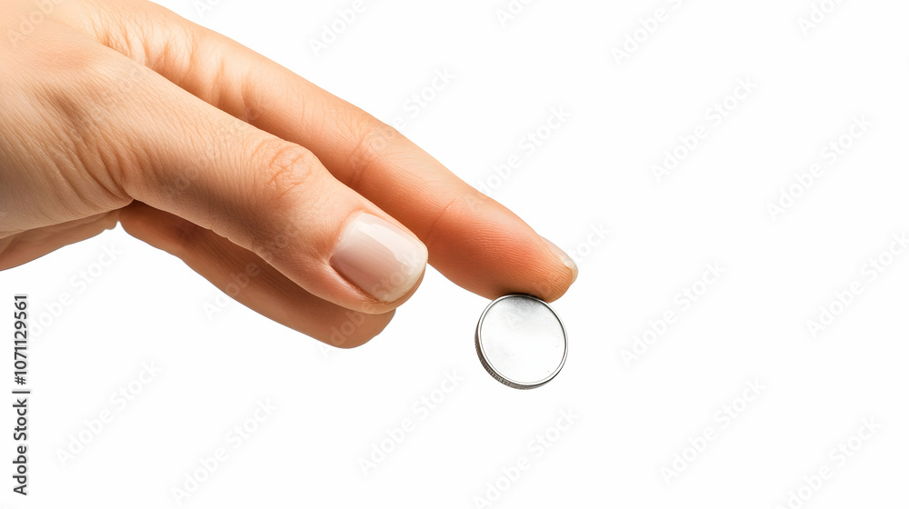 Hand Picking Object: Manicured hand selecting an item against a white background.AI Generated 