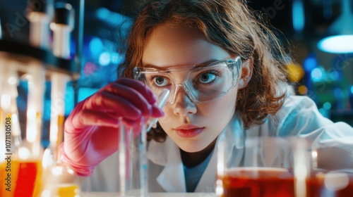 Focused Chemist Preparing Samples in Laboratory Setting