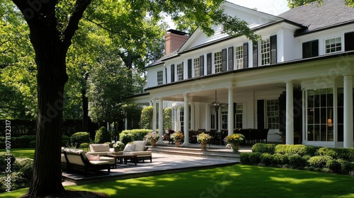 Elegant House with Beautiful Garden in Daylight