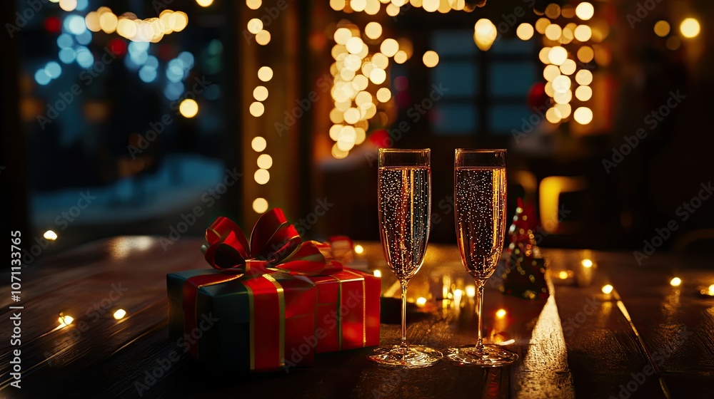 Festive Celebration with Bubbly and Holiday Decor Festive Celebration with Bubbly and Holiday Decor