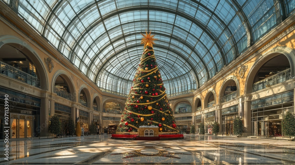 Obraz premium Elegant Indoor Christmas Tree with Festive Decor