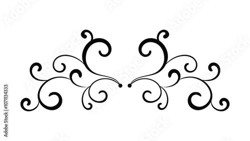 Curly divider. Design element isolated on white background.