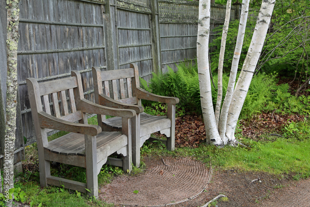 Romantic corner in Asticou Azalea Garden, Maine