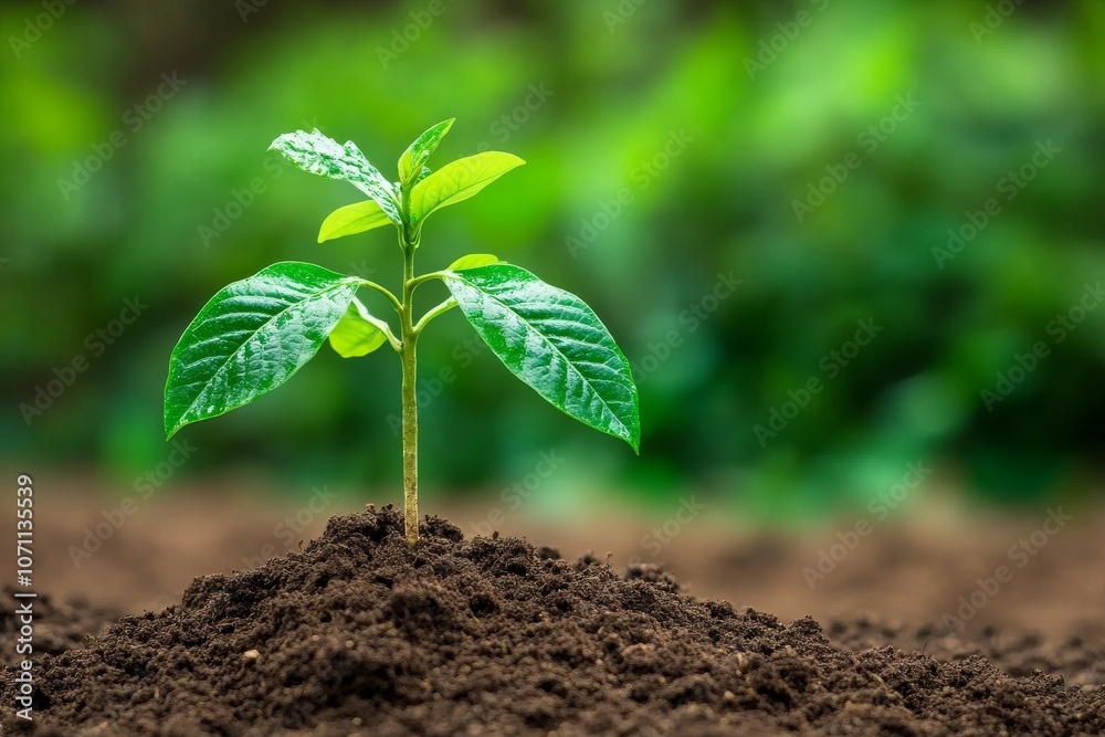 A Small Sapling Growing in the Soil A Small Sapling Growing in the Soil