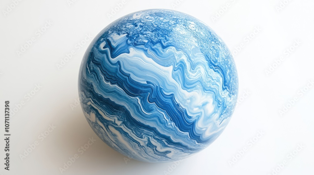 Swirling Blue Marble with Oceanic Patterns Swirling Blue Marble with Oceanic Patterns
