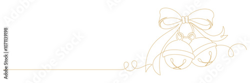 Line art Christmas jingle balls with ribbon