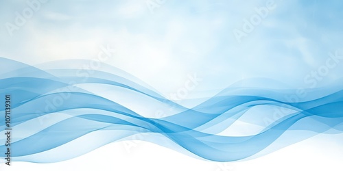 Abstract blue waves flowing across a soft white background, creating a serene and calming visual experience.