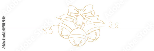 Line art Christmas jingle balls with ribbon