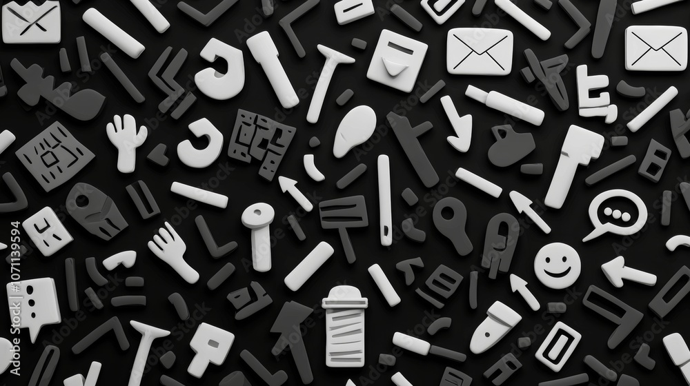 Abstract black and white 3D shapes pattern background. Abstract black and white 3D shapes pattern background.