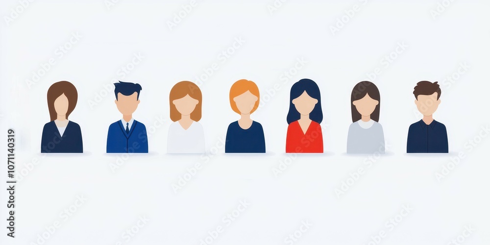 Diverse group of flat design characters, white isolate background. Diverse group of flat design characters, white isolate background.