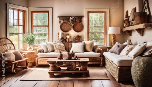 Charming cottage-style living room with vintage decor