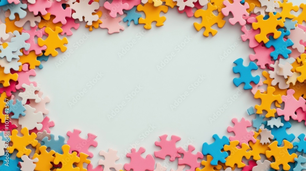 Colorful Puzzle Pieces on a Light Background Colorful Puzzle Pieces on a Light Background