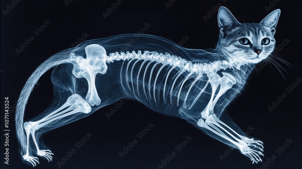 X-ray View of a Cat's Skeleton Structure X-ray View of a Cat's Skeleton Structure