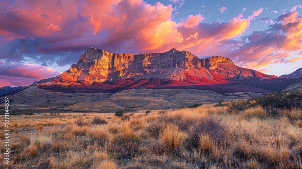 Naklejka premium Majestic Mountain at Sunset