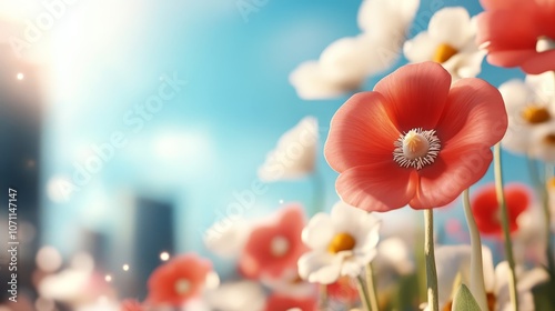 Stunning display of red and white flowers in a lush bouquet, burst of color beauty photo