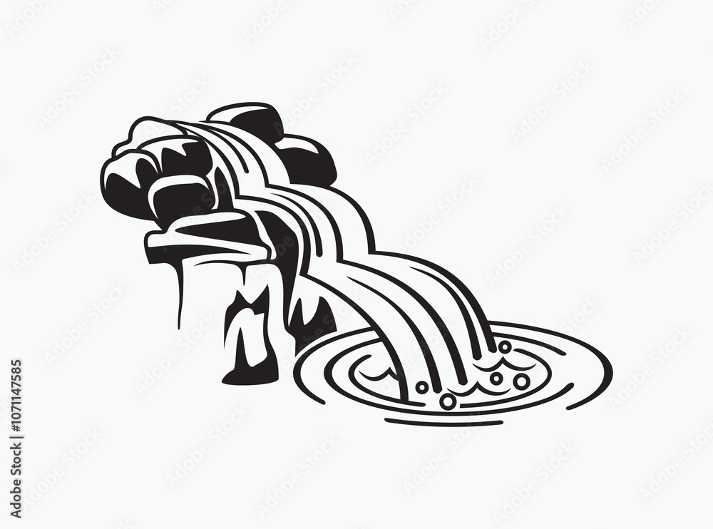 Fototapeta premium waterfall icon vector isolated, simple hand drawing