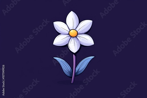 Minimalist illustration of a single flower with simple lines and soft pastel colors