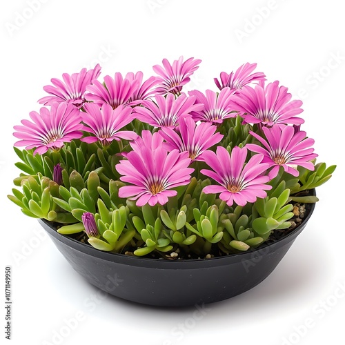 Delosperma isolated on white background, close up photo
