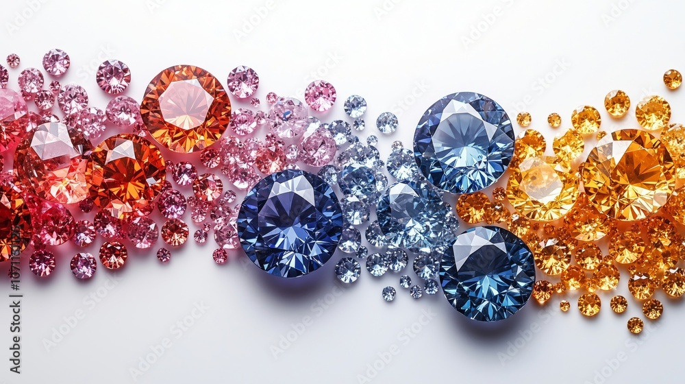 Colorful Sparkling Gemstones in an Elegant Arrangement Colorful Sparkling Gemstones in an Elegant Arrangement