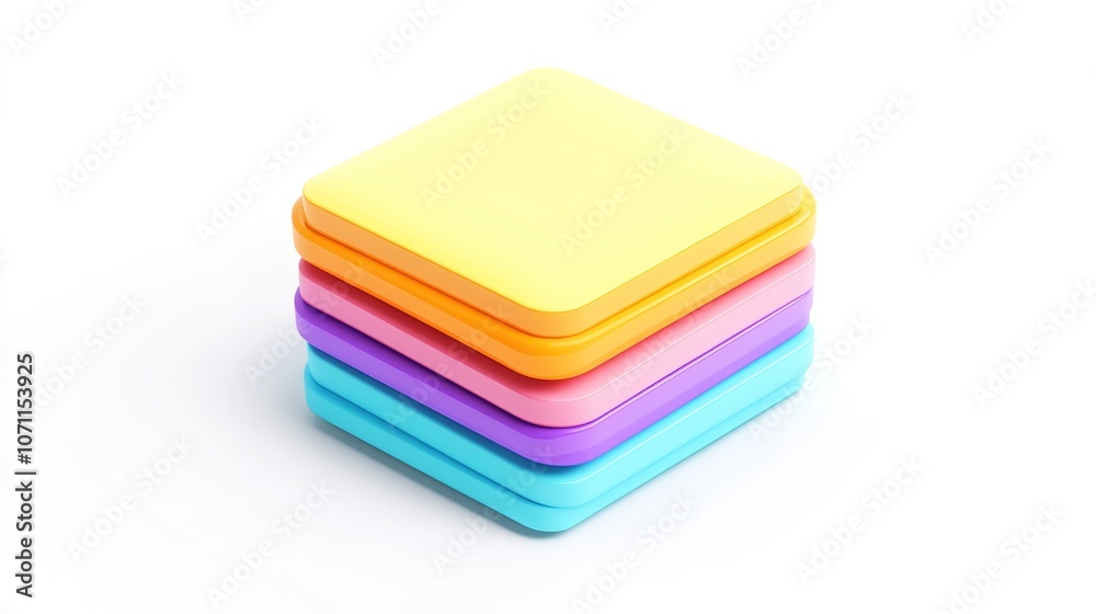A 3D rendering of a beautiful and colorful square info icon with vibrant hues, set against a clean white background. The icon is designed with smooth, modern edges and glowing accents, A 3D rendering of a beautiful and colorful square info icon with vibrant hues, set against a clean white background. The icon is designed with smooth, modern edges and glowing accents,
