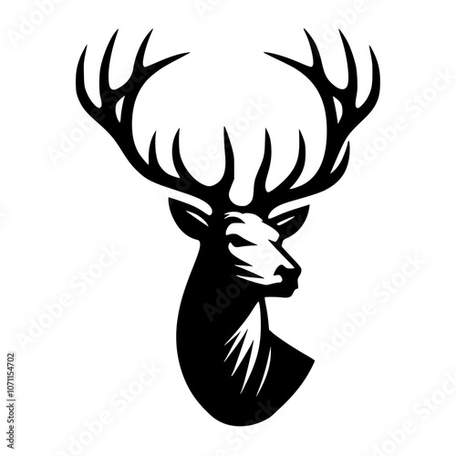 simple deer head and antler svg art illustration