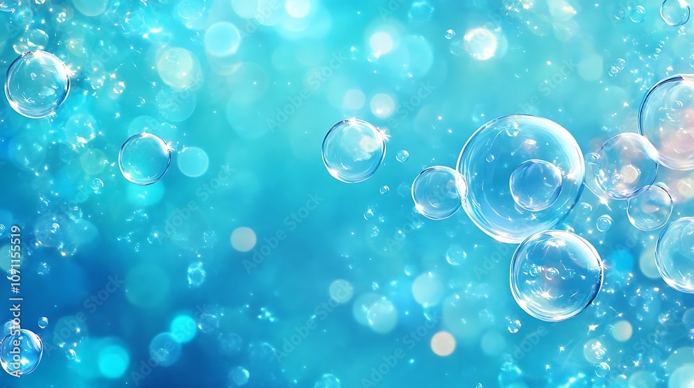 Explore the enchantment of bubbles in a blue background Explore the enchantment of bubbles in a blue background