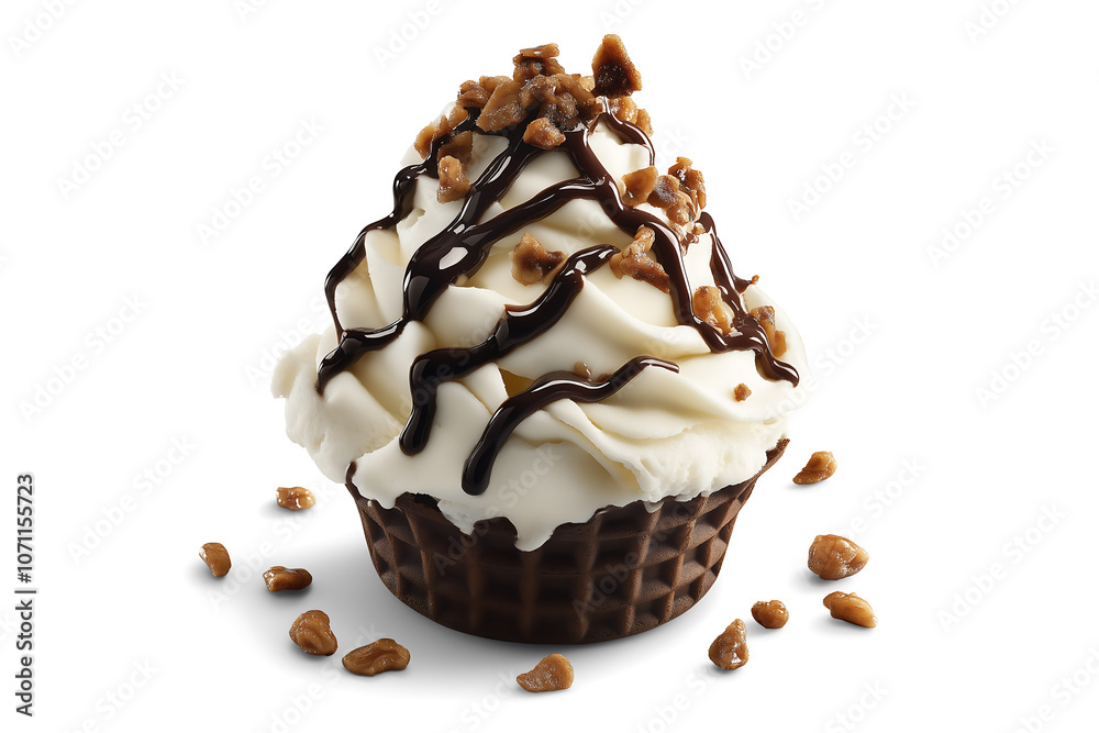 Fototapeta premium Chocolate Dipped Ice Cream Sundae with Toppings