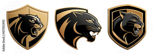 Black Panther Head Logo Design in Shield