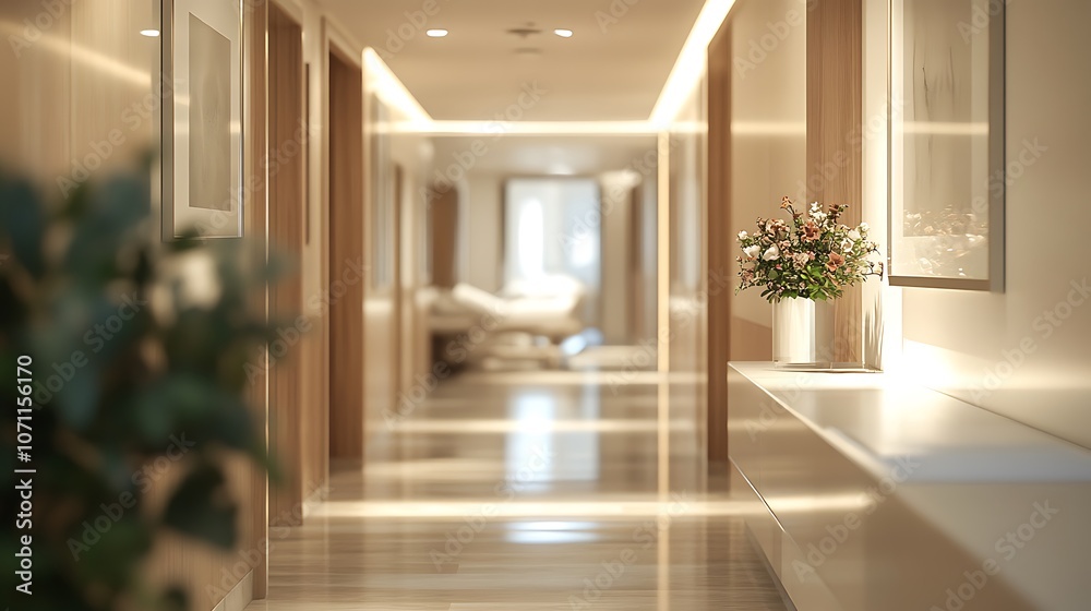 Fototapeta premium Explore the serene ambiance of a modern hallway