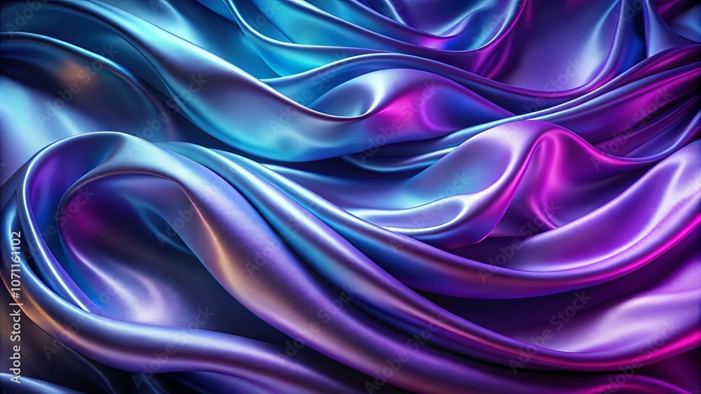 Abstract Drapery of Shimmering Fabric in a Symphony of Violet and Cyan Hues Abstract Drapery of Shimmering Fabric in a Symphony of Violet and Cyan Hues